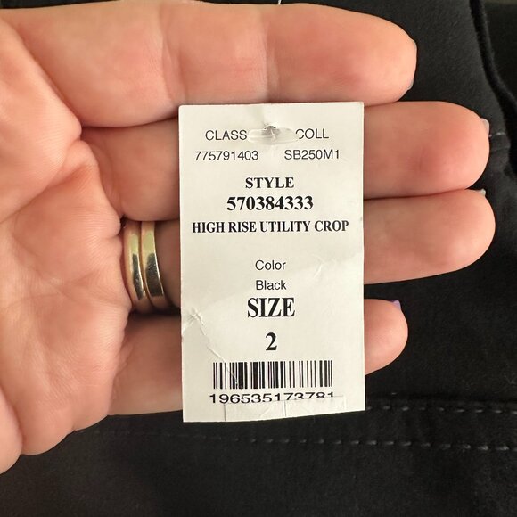 NWT White House Black Market Pants Black 2 High Rise Utility Crop Cargo Ankle - Picture 8 of 11